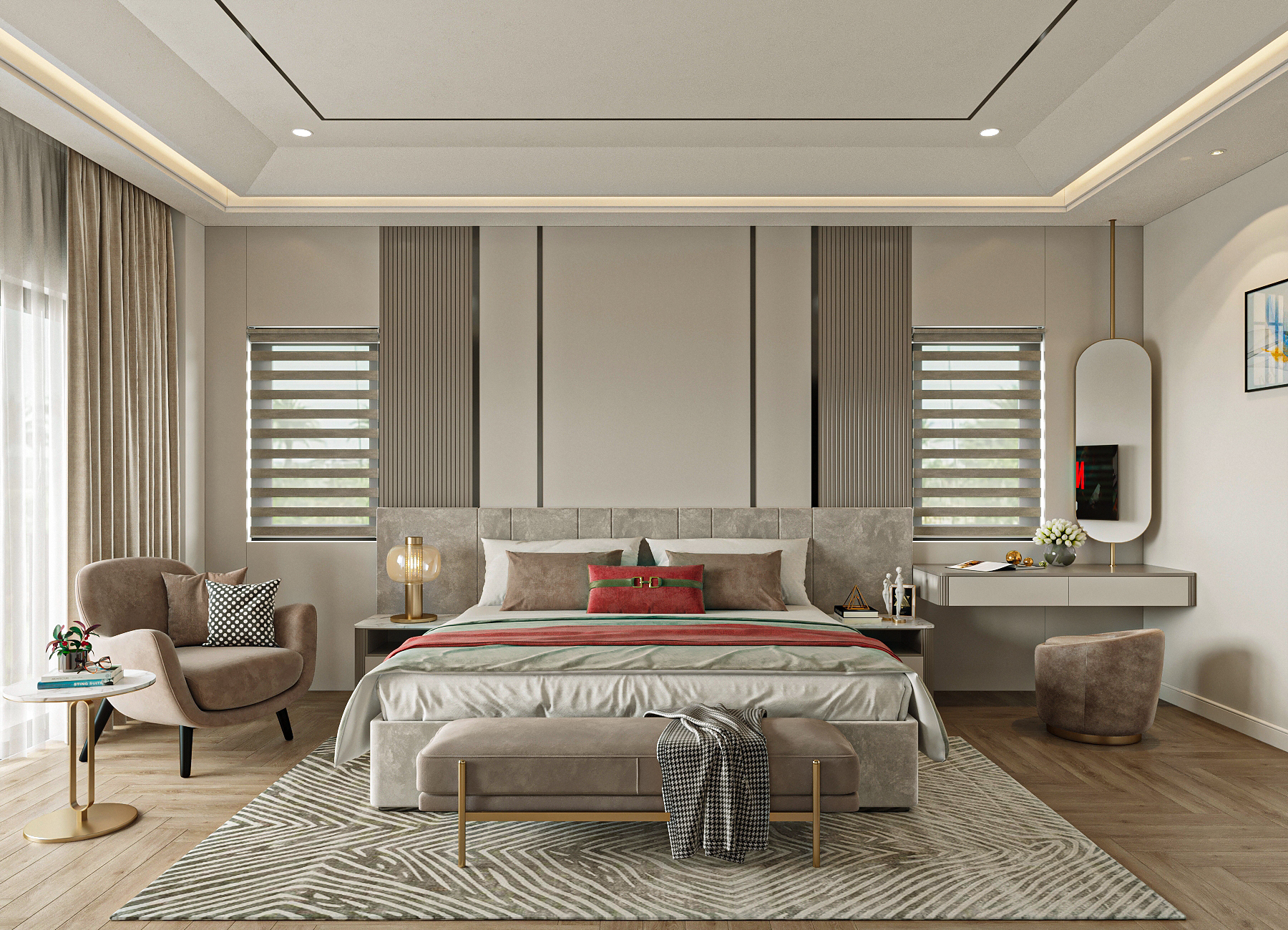 Mẫu thiết kế nội thất căn hộ Grand Marina Saigon phong cách Indochine hiện đại