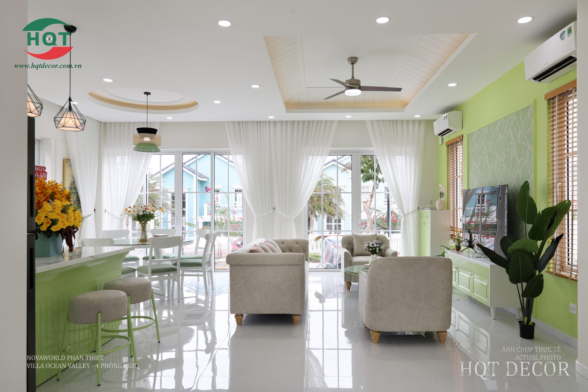 Thiết kế với nội thất biệt thự xanh lá