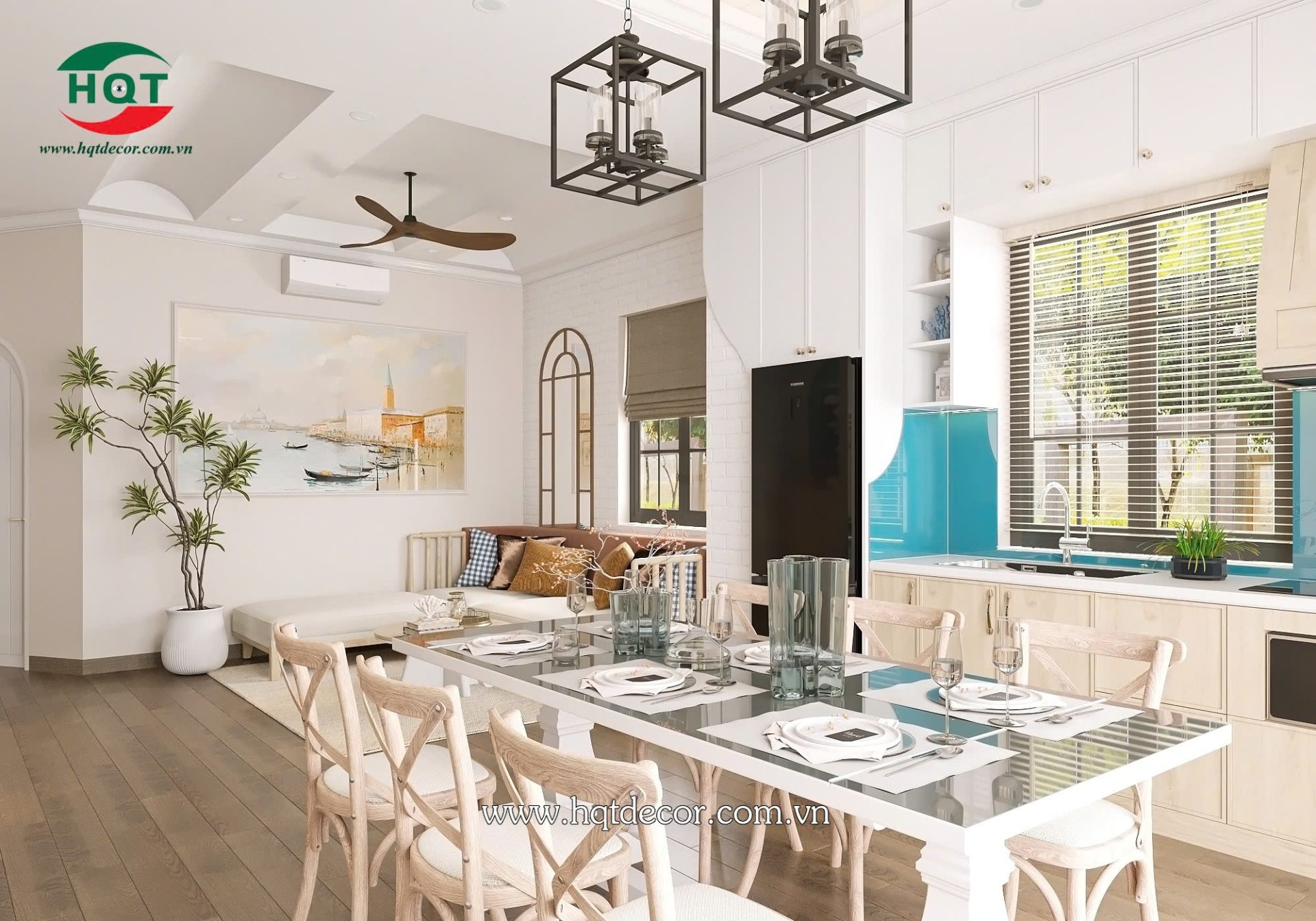 Phòng ăn trong resort biển tại gia
